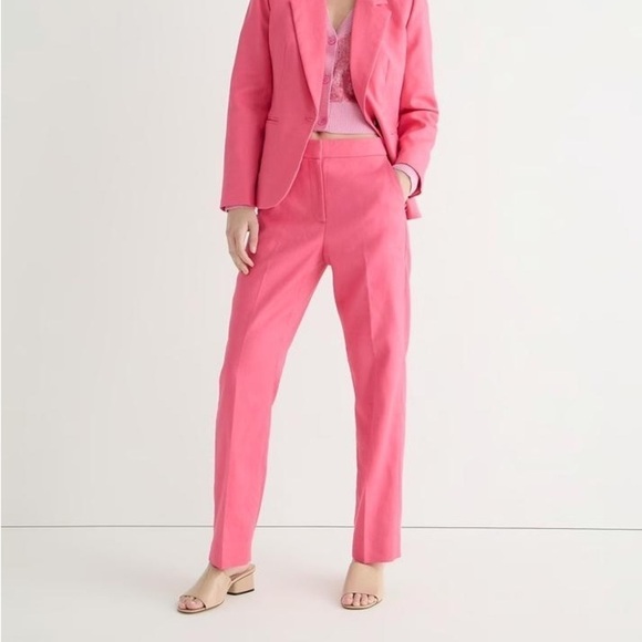 J.Crew Women’s Kate Straight Leg Linen Blend Pants Pink Size 00 Business Casual - Picture 1 of 11